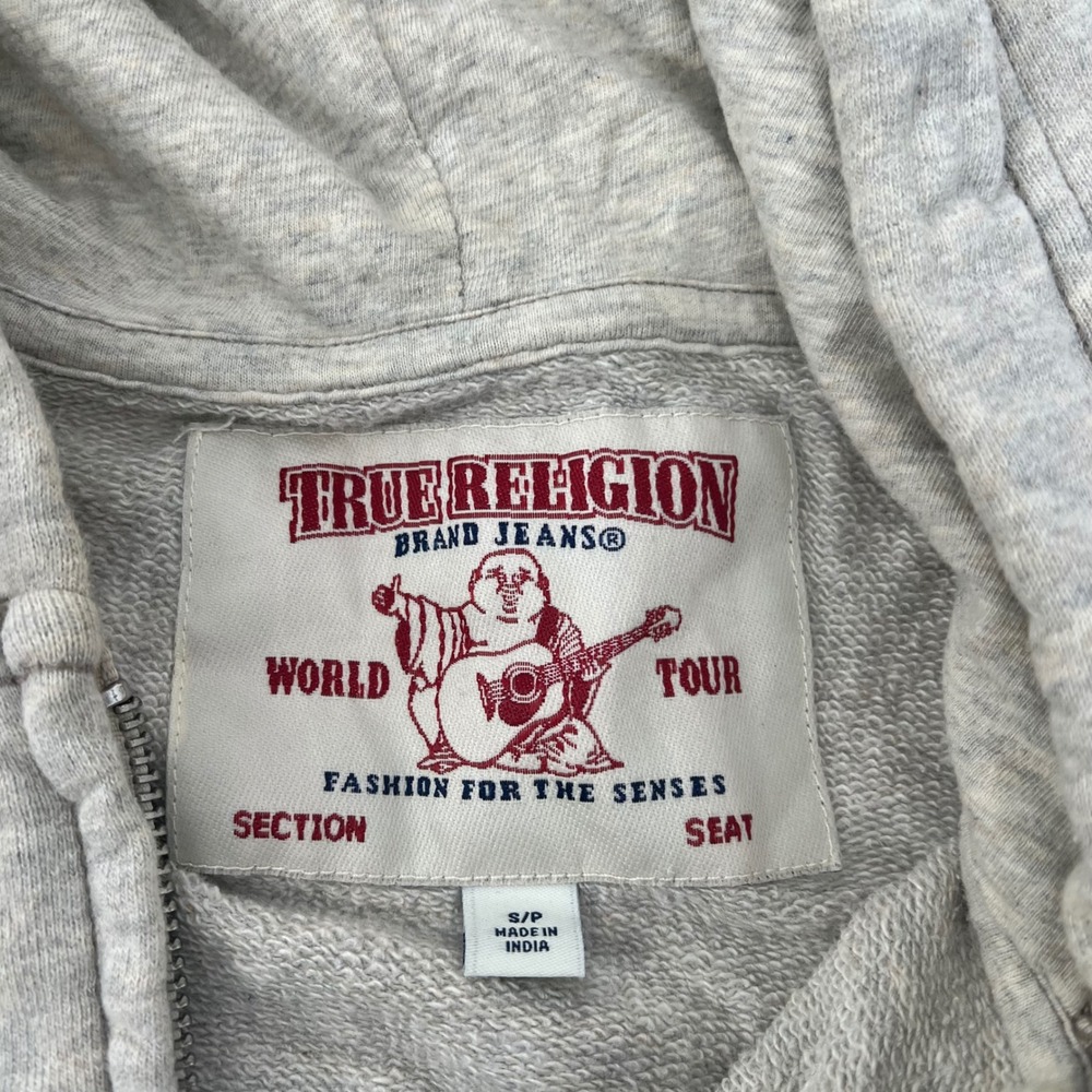 True Religion Mens Heather Gray Buddha World Tour Full Zip Hoodie Sweatshirt S - Picture 6 of 13
